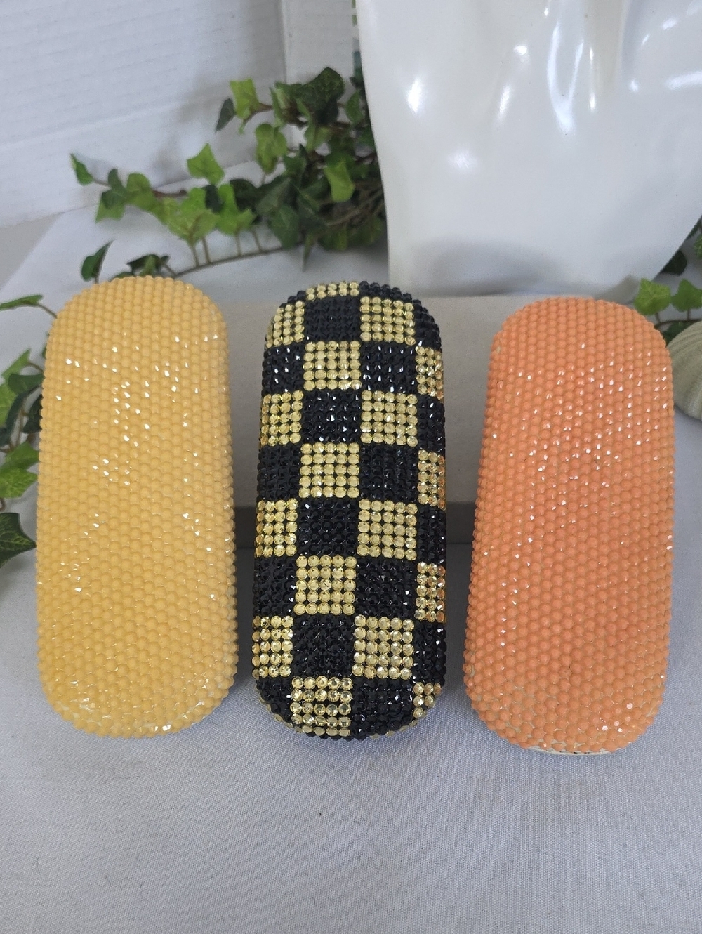 Shimmery Beaded Hard Case For Eyeglasses Or Sunglasses